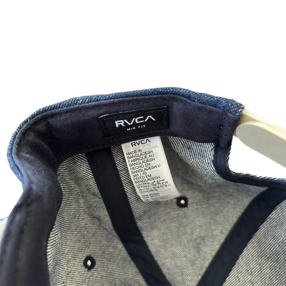 RVCA Men's Denim Blue Snapback Hat Adjustable Mid Fit‎ Casual Cap
